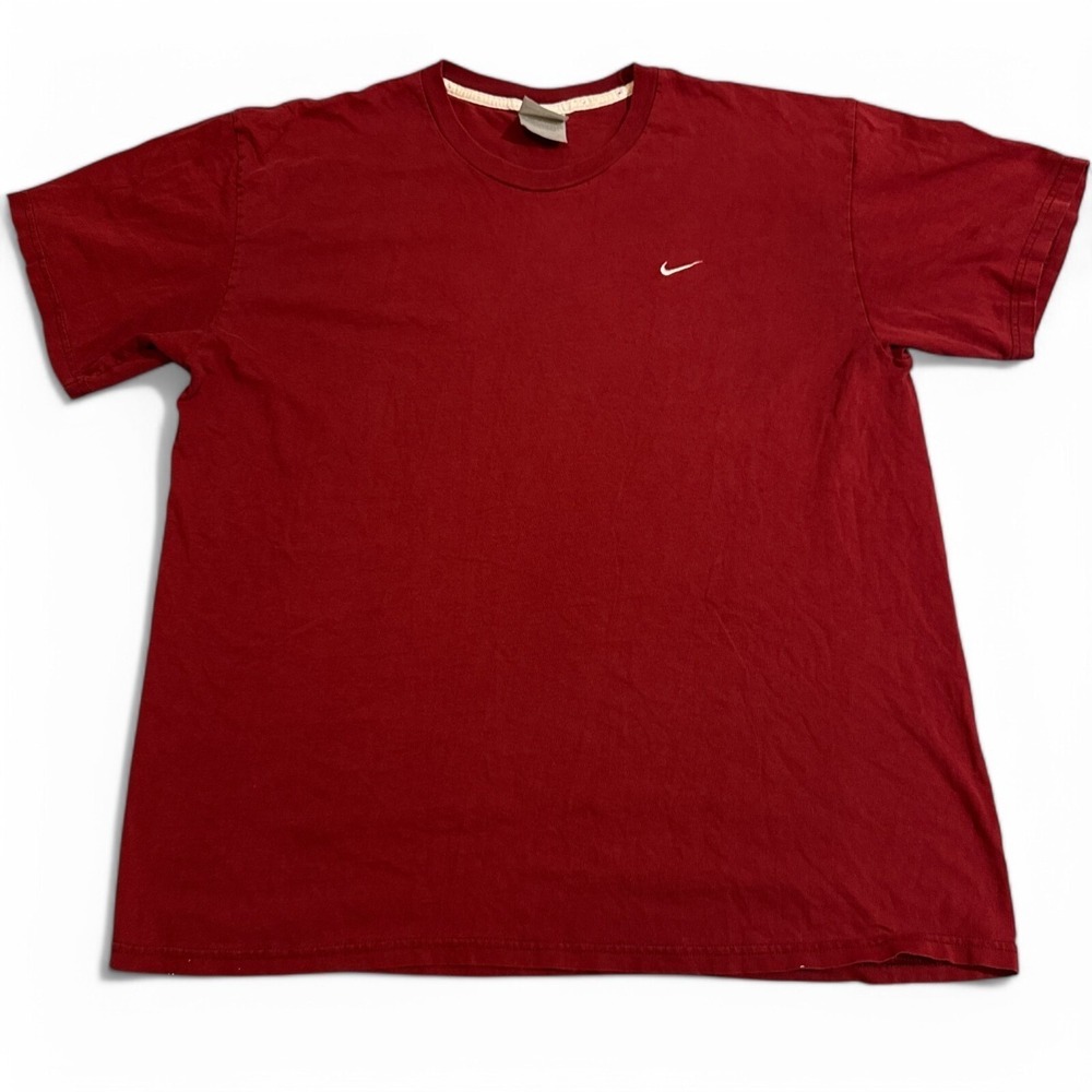Vintage Y2K Nike Tee Shirt Mens Size XL‎ Red Embroidered Swoosh Crew Neck Active